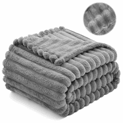 Kuscheldecke Flauschig, Decke Fleecedecke, Cord Decke, Blanket 150x200cm - Silbergrau