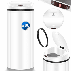 KESSER® Sensor Mülleimer mit Automatikfunktion | Edelstahl | WEIß | 30 L