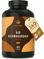 Bio Ashwagandha - 360 Kapseln (BIG PACK) - Hochdosierte 2600mg pro Tag (90 Tage)