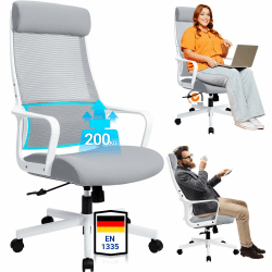 MELOKEA Bürostuhl Ergonomisch mit Verstellbarer Kopfstütze und Lendenwirbelstütze 🪑