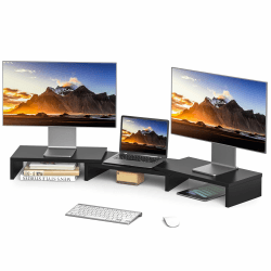 Rfiver Monitorständer Bildschirmerhöhung - Holz Dual Unterbau Schwarz 🖥️🌟