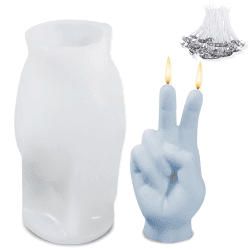🕯️ Jiuzcare 3D Gestikulieren Kerzenform Silikon mit 50 Stück Candle Dochte