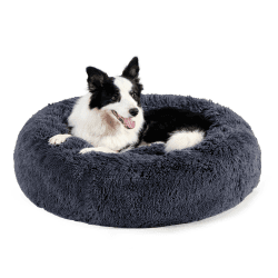 🐱🐶 Bett für Katzen und Hunde - Flauschiges Kuschelbett in Dunkelgrau