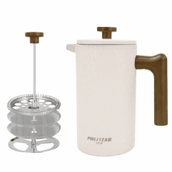 Poliviar French Press Kaffeebereiter 1 Liter/8 Tassen mit Holzgriff 🌿