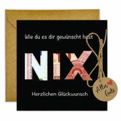 JOYEASE Geldgeschenk Verpackung mit Umschlägen als Grußkarte NIX 🎁 - Lustige Geschenke für Männer und Frauen