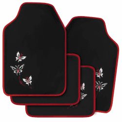 WOLTU Universal Auto Fußmatten Teppich Stickerei Butterfly Rot 🦋