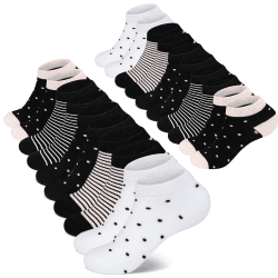 🧦 10 Paar Sneaker Socken Damen 35-38 39-42 Kurzsocken Sportsocken mit Streifen und Punkten