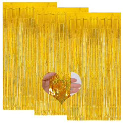 🎉 3 Stück Lametta Vorhang Gold Glitzervorhang Geburtstagsdeko 🎈