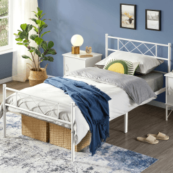 🌟 Super Deal! Yaheetech Modern Metallbett 90x200 cm Weiß 🛏️