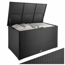 🌿🌞 tectake® Aluminium Polyrattan Aufbewahrungsbox mit Deckel - Gartenbox mit Gasdruckfedern 🌞🌿