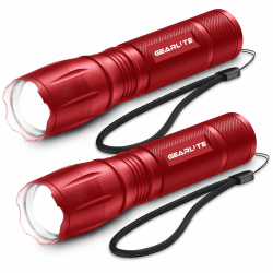 🔦 GEARLITE LED Taschenlampe 2 Stücke - 2000 Lumen - IP65 Wasserdicht - Camping, Outdoor-Rot