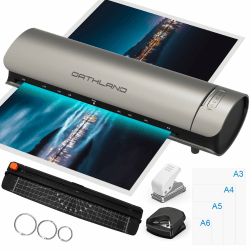 Orthland Laminiergerät A3 mit Laminierfolien 30 Stück für A3 A4 A5 A6 🌟 9 in 1 Heiß und Kalt Laminiermaschine Set mit Papierschneider und Eckenabrunder für Büro, Schule und Zuhause 🚀