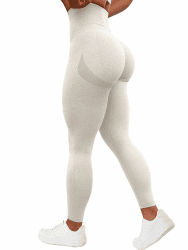 TAYOEA Damen Kompressions Sport Leggings Yoga Lange Leggings 🍑 Slim Fit Fitnesshose Sporthosen Blickdicht Scrunch Butt Yogahose Nahtlos Push up Leggings Hohe Taille Übung Fitness Joggen M #1 Sand