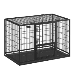 🐶 Feandrea Hundekäfig hochbelastbar, Gitterbox, transportabler Haustierkäfig, XXL tintenschwarz PPD003B01