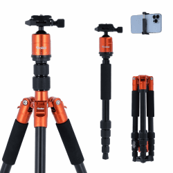 Rollei Compact Traveler No.1 Orange, 143cm Stativ 📷🌍 Leichtes Reisestativ aus Aluminium