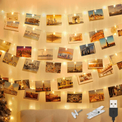 🌟 Litogo 12M 120LED Fotoclips Lichterkette 📸 USB 🎉 Zimmer Deko Fotos Wand 60 Klammern Bilder Wohnzimmer 🎄 Weihnachten Hochzeiten Party Warmweiß