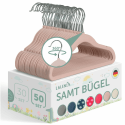 🌈 Kinderkleiderbügel 50 Stück mit Samtbezug - Platzsparende Kleiderbügel für Kinder 🌟