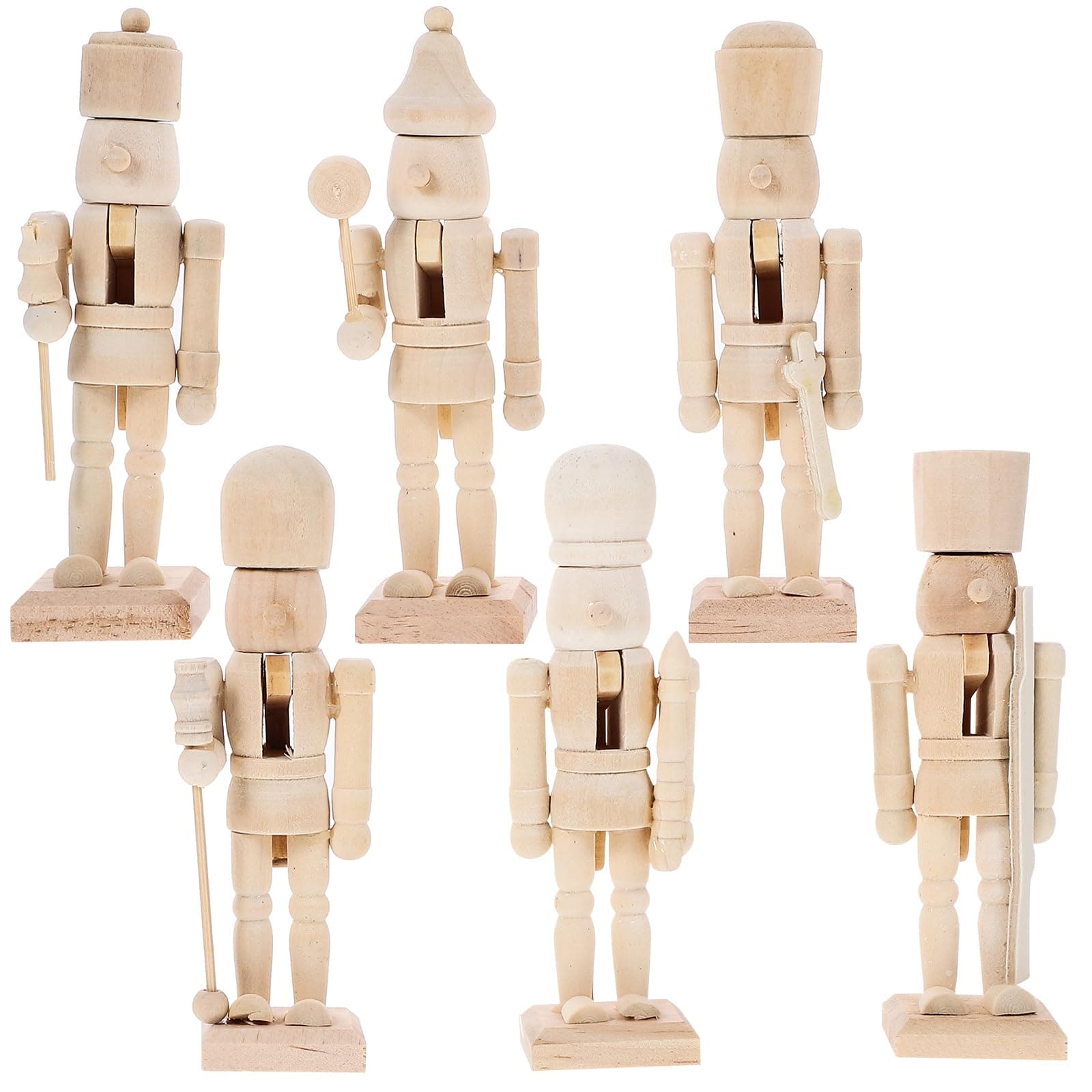 🎄🎁 JOINPAYA 6 Stück Holz Unvollendete Soldat Nussknacker: Mini Leere DIY Holz Soldat-Nussknacker
