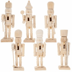 🎄🎁 JOINPAYA 6 Stück Holz Unvollendete Soldat Nussknacker: Mini Leere DIY Holz Soldat-Nussknacker