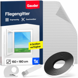 🦟🪰 Fliegengitter für Fenster (150 x 180 cm | schwarz) | GAUDER