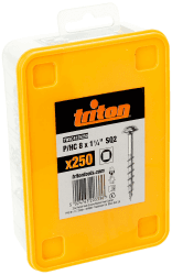 🔩 Triton 364986 Verzinkte Taschenlochschrauben mit Scheibenkopf und Grobgewinde 8 x 1 1/4 Zoll, 250er-Pckg, Silver, 250 Stück - Sonderangebot!