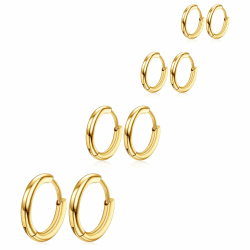 4 Paar Creolen Ohrringe Gold 316L Chirurgenstahl Set 🌟