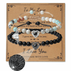 XIANNVXI 2 Stück Pärchen Armband Damen Herren Kristalle Matching Bracelets Partner Armbänder Naturstein Stretch Couple Geschenk für Frauen Männer 😍🎁