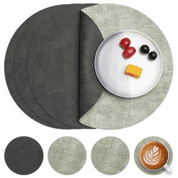 🌟 Tolles Angebot! Myir JUN Tischsets Abwaschbar Leder und Untersetzer 4er Set
