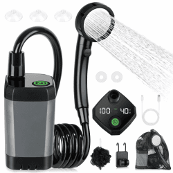 🏕️ Tragbare Campingdusche mit Pumpe und Temperaturanzeige