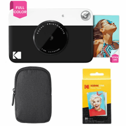 📸 KODAK Printomatic Sofortbildkamera (Schwarz) Basis-Paket + Zinkpapier (20 Blätter) Etui + Bequemer Halsriemen - 15% RABATT!