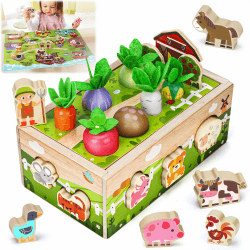 Montessori Spielzeug Bauernhof Set 🚜🌽 | Geschenke ab 1 Jahr 🎁 | Holzspielzeug 🌳