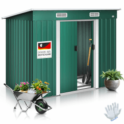 🏡 KESSER® Gerätehaus L Metall 4 m³ mit Fundament | 210x132x186 cm | 2X Schiebetür & Fundament 🌿