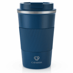 Thermobecher-Isolierbecher, Edelstahl Travel Mug, 13oz/380ml Vakuum auslaufsicher Reisebecher C09 Navyblue