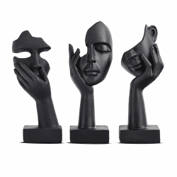 Schwarze Heimdekoration Akzentkunst 🖼️ Frau Gesicht Statue Sammlerstück Statue 3-teiliges Set