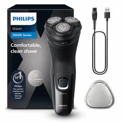 🪒 Philips Shaver Series 3000X – Elektrischer Nass- und Trockenrasierer für Männer in Schwarz 🪒