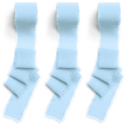 🎁 Chiffonband Hellblau 3 Rollen - Dekoband für Hochzeit und Geschenkverpackungen 🌼