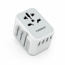 🌍🔌 TESSAN Reiseadapter Weltweit mit 4 USB und 1AC - 5-in-1 Internationaler Steckdosenadapter