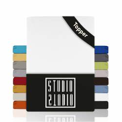 🛏️ STUDIO Basic Topper Spannbettlaken 180x200cm | 100% Baumwolle | Oeko-TEX 100 | Weiß 🌟