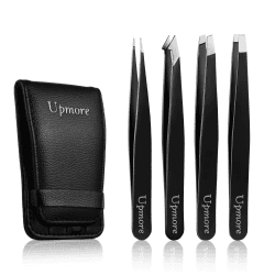 🌟 Upmore 4x Pinzette Set Edelstahl - Schwarz Augenbrauenpinzette Set 🌟