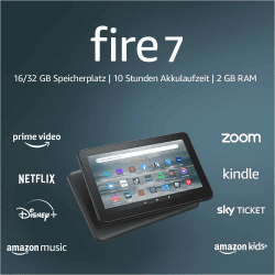 Fire 7-Tablet, 7-Zoll-Display, 16 GB, Modell (2022), schwarz Mit Werbung - Zertifiziert und generalüberholt