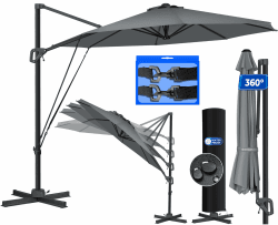 🌞 KESSER® Sonnenschirm Ampelschirm SUN Rund XL Ø330 cm - Sonnenschutz UV50+ Anthrazit 🌂