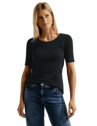 👕🛍️ Cecil Damen Style Lena Basic T-Shirt Baumwolle L Schwarz Neu