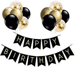🎈🎉 Luftballons Geburtstag Dekoration Set, Schwarz Gold Geburtstagsdeko Happy Birthday 🎉🎈