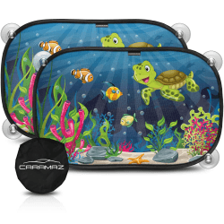 🌞 CARAMAZ Sonnenschutz für Kinder und Haustiere - 2er Set - Grün-Turtle Motiv 🐢