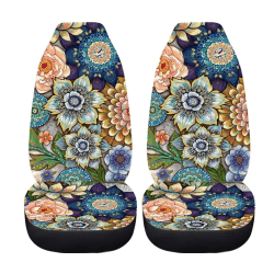 🌺🚗 Autositzbezüge - Bunte Mandala-Blumen, 2er-Set Vordersitz-Schonbezüge