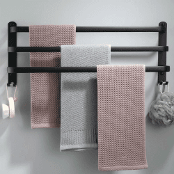 80CM Handtuchhalter Ohne Bohren Schwarz - Badezimmer Zubehör Set 🚿