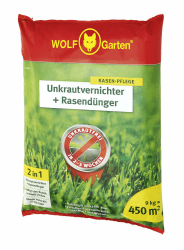 🌿🌼 WOLF Garten 2-in-1 Unkrautvernichter plus Rasendünger SQ 450, beige - Spezialangebot!