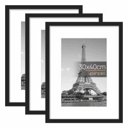 🖼️ Upsimples 3er Pack Bilderrahmen 30x40, Schwarz Rahmen, Picture Frame für Fotos, Bilder, Poster
