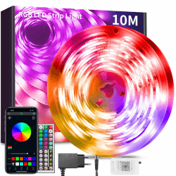 🌟 BATHEBRIGHT LED Strip 10m RGB LED Streifen mit Fernbedienung Bluetooth Musik Sync Timer-Einstellung Dimmbar Farbwechsel Led Lichterkette Lichtband Leiste Band für Zuhause Partei 🎉