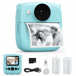 📸 Kinderkamera Sofortbildkamera 48MP - Geschenke für Jungen und Mädchen 3-12 Jahre (Blau)